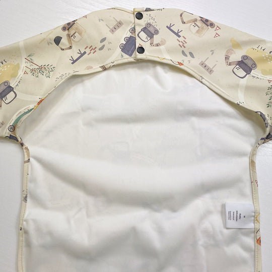 Long Sleeved Baby Bib - Digger Land Print