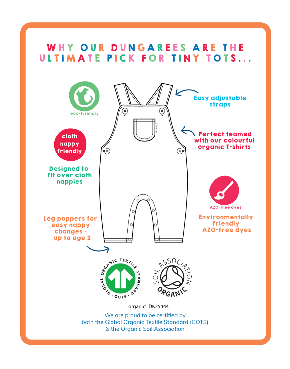 Organic Autumn Print Dungarees