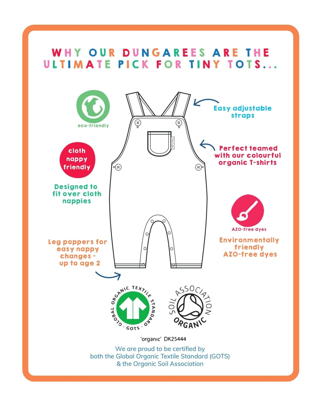 Organic Kitten Print Dungarees