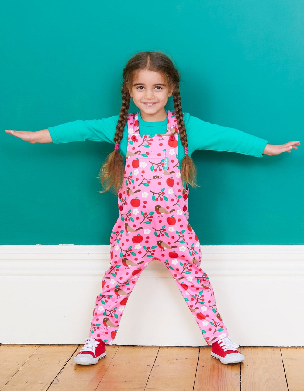 Organic Robin Print Dungarees