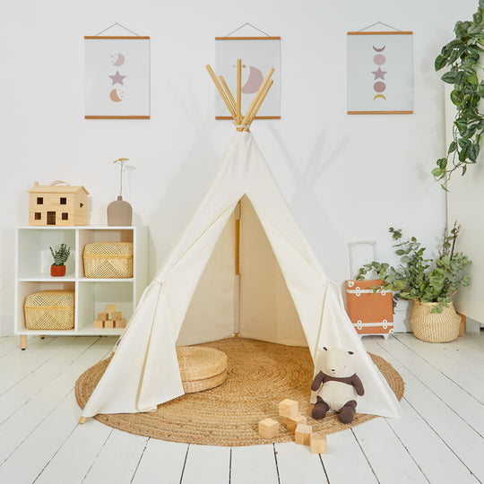 100% Cotton Canvas Ultra Anti-UV Play Teepee | Hettie - Ecru