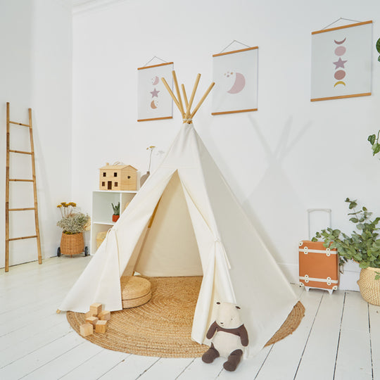 100% Cotton Canvas Ultra Anti-UV Play Teepee | Hettie - Ecru