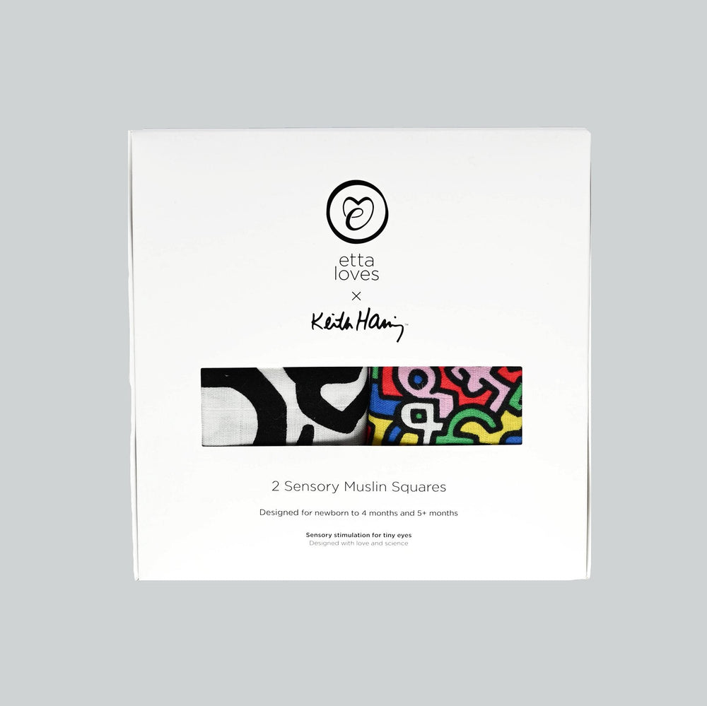 Etta Loves x Keith Haring 2-Pack Muslin Squares