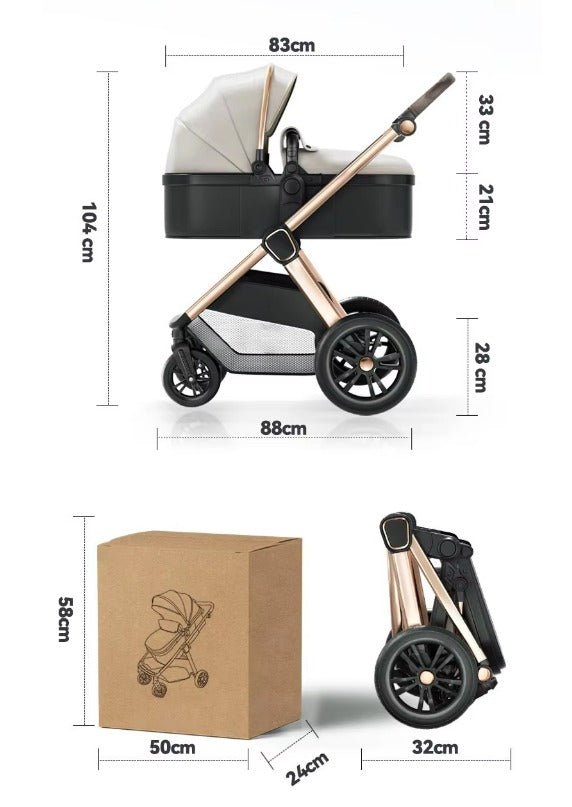 For Your Little One Cruise 3 In 1 Travel System With i-Size Car Seat - Eclipse Black (Free Cupholder / Seat Liner Included!)