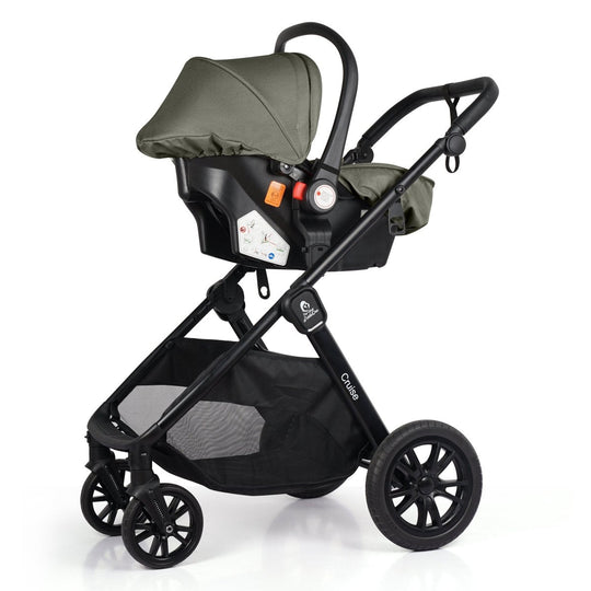 For Your Little One Cruise 3 In 1 Travel System With i-Size Car Seat - Pebble Sage (Free Cupholder And Seat Liner Included!)