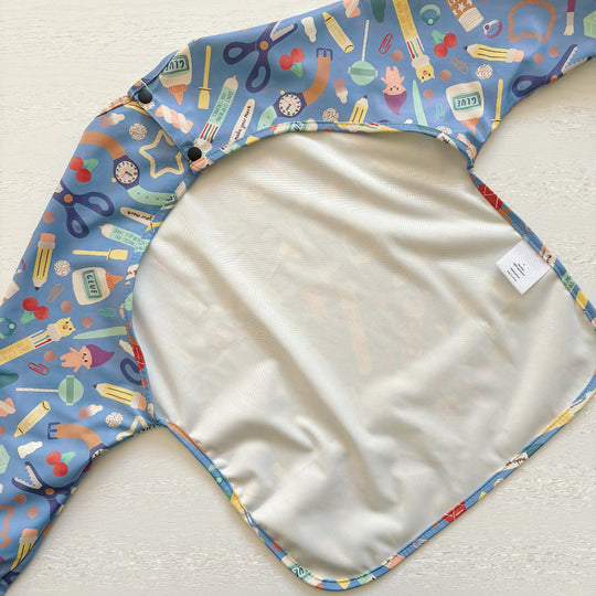 Long Sleeved Baby Bib - Crafty Print