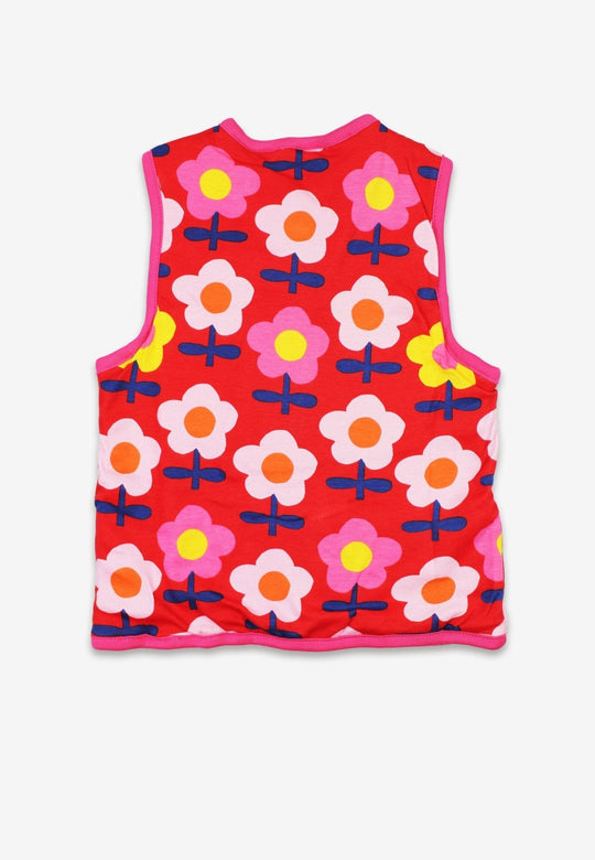 Organic Pink Flower Print Reversible Gilet
