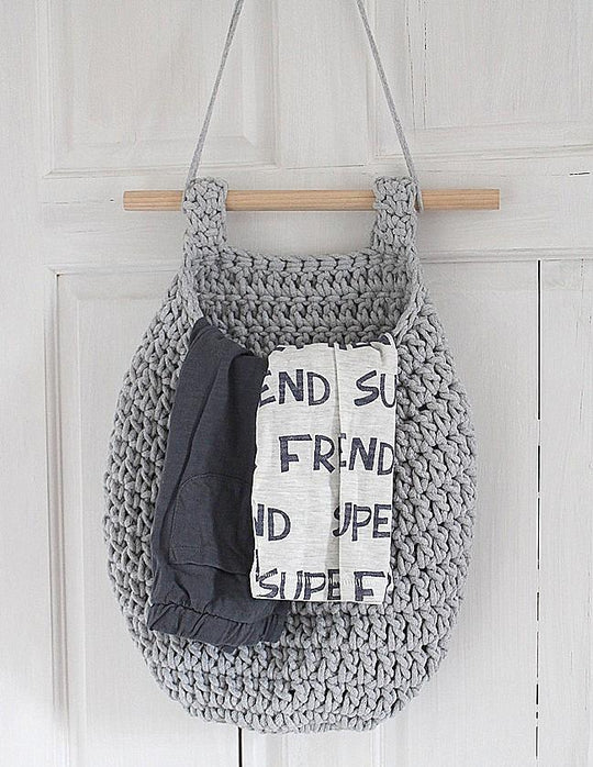 Crochet Hanging Basket | Light Grey