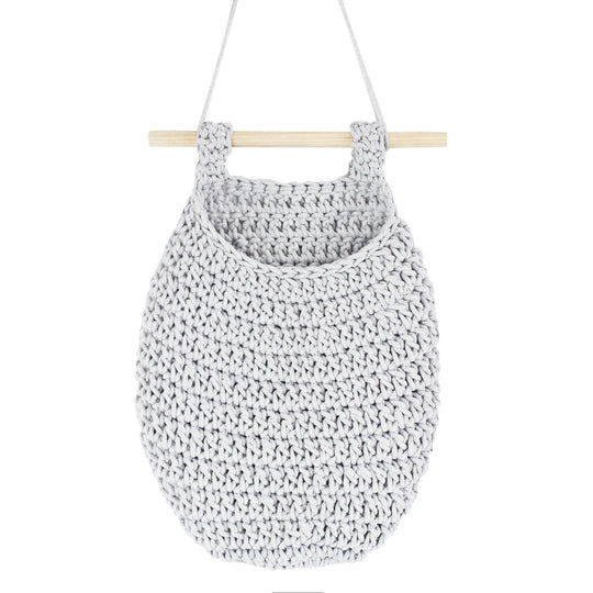 Crochet Hanging Basket | Light Grey