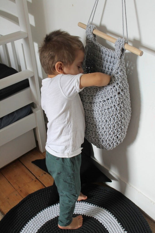 Crochet Hanging Basket | Light Grey