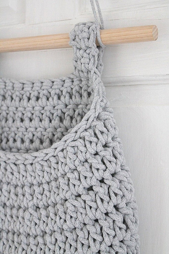 Crochet Hanging Basket | Light Grey