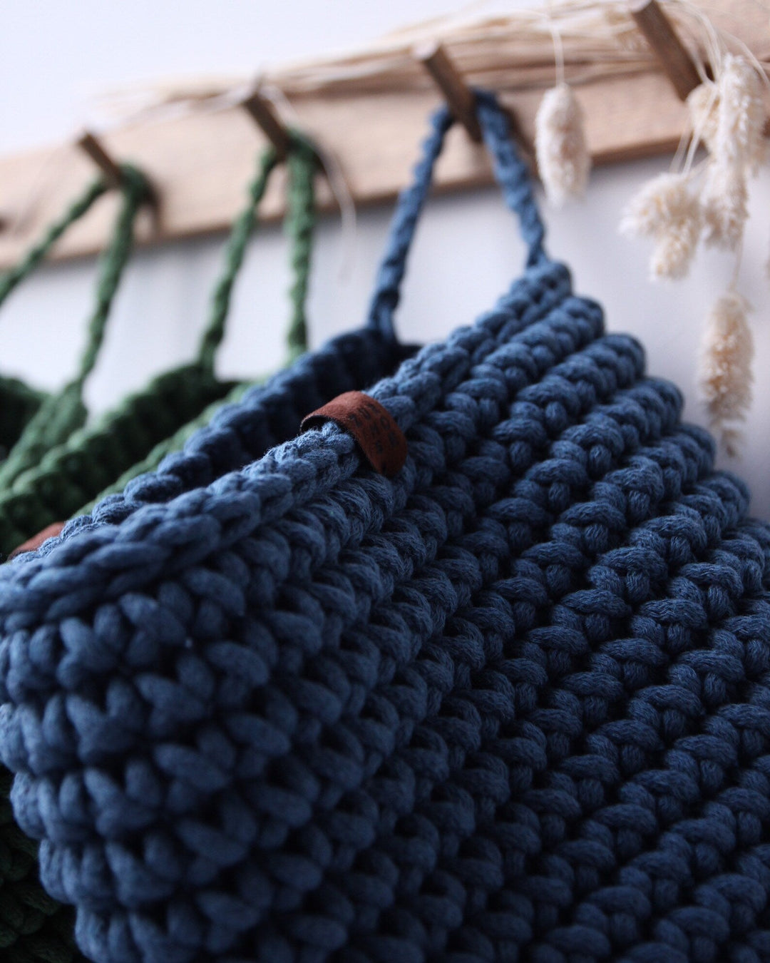 Crochet Hanging Bag | Denim Blue