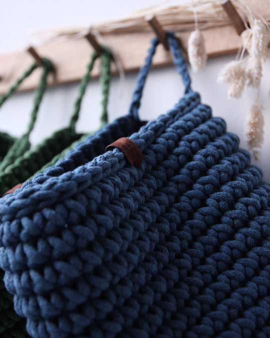 Crochet Hanging Bag | Denim Blue