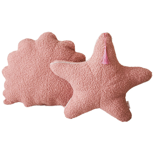 MINICAMP Boucle Seashell & Starfish Throw Pillows in Rose | Pack of 2