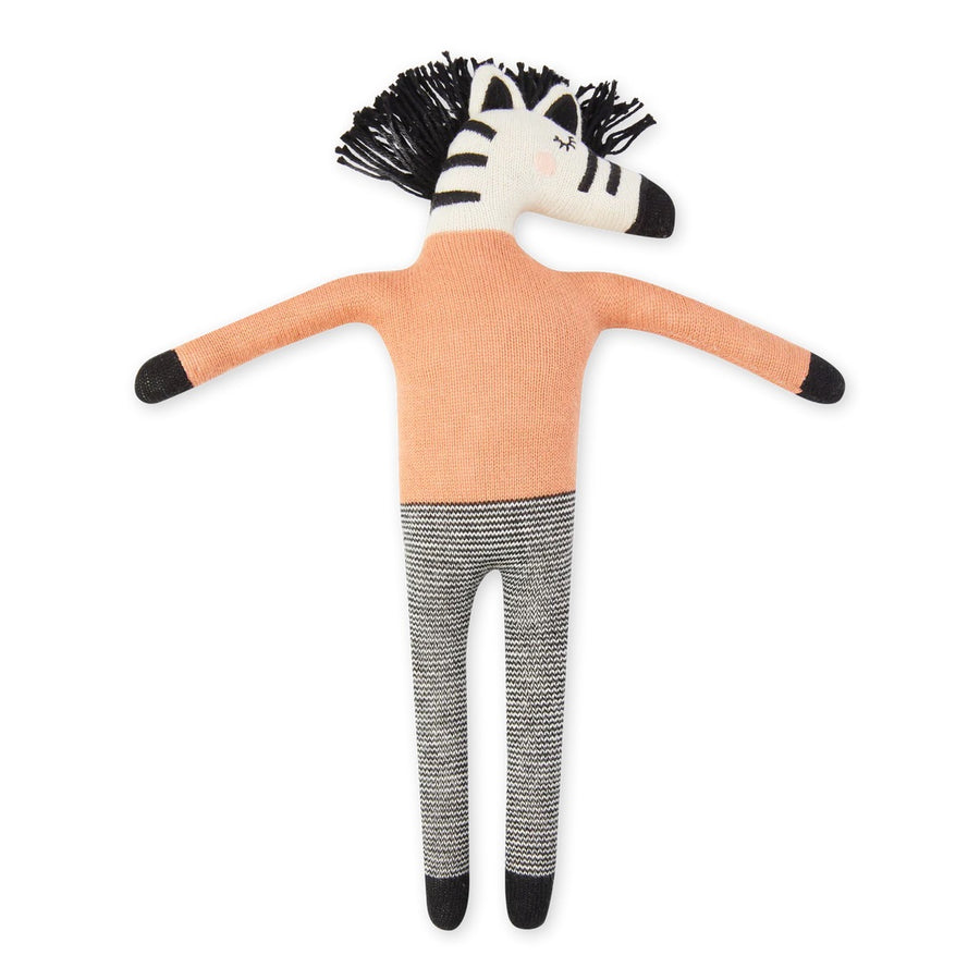 Sophie Home | Knitted Zebra With Peach Jumper - Moo Like a Monkey