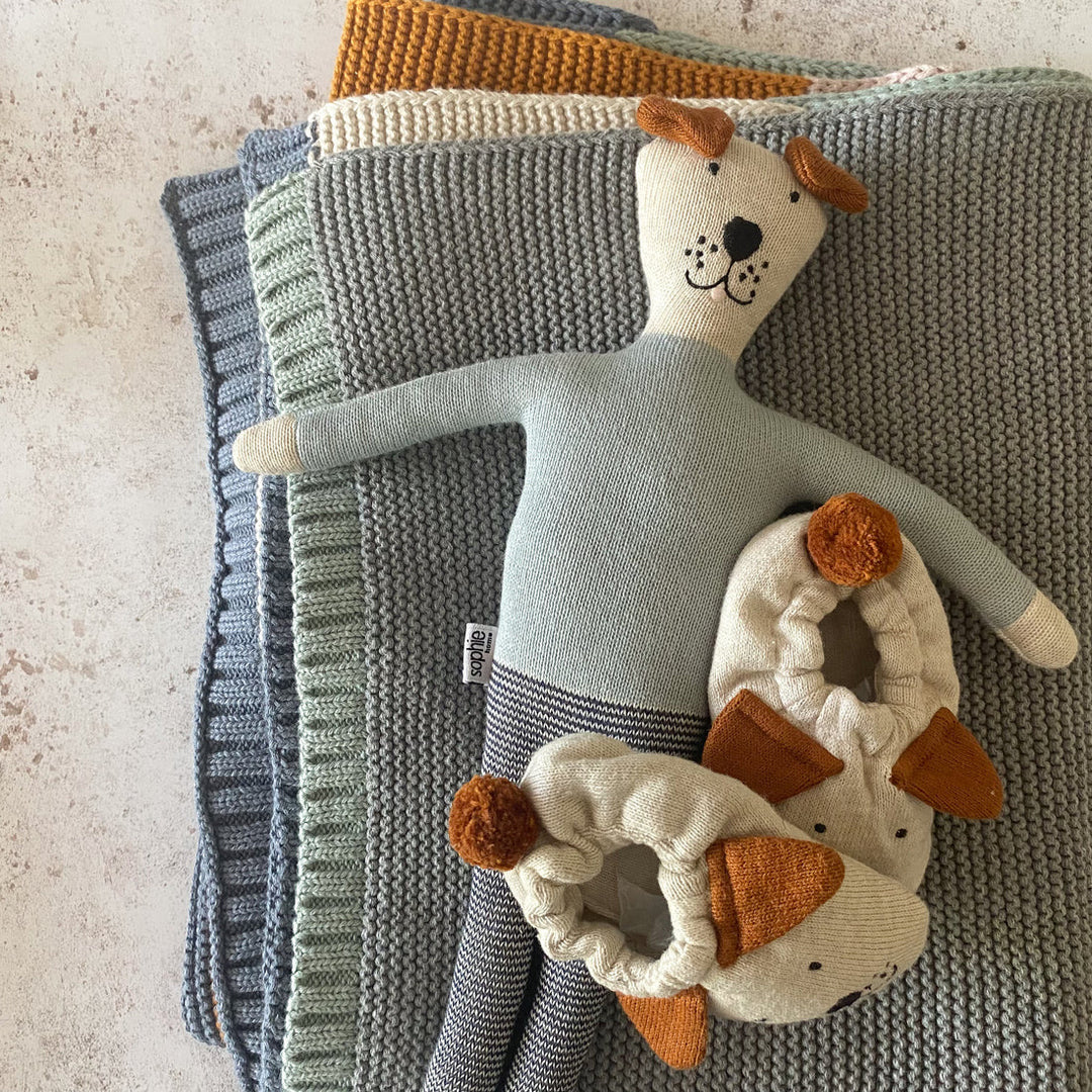 Sophie Home | Knitted Dog In Blue