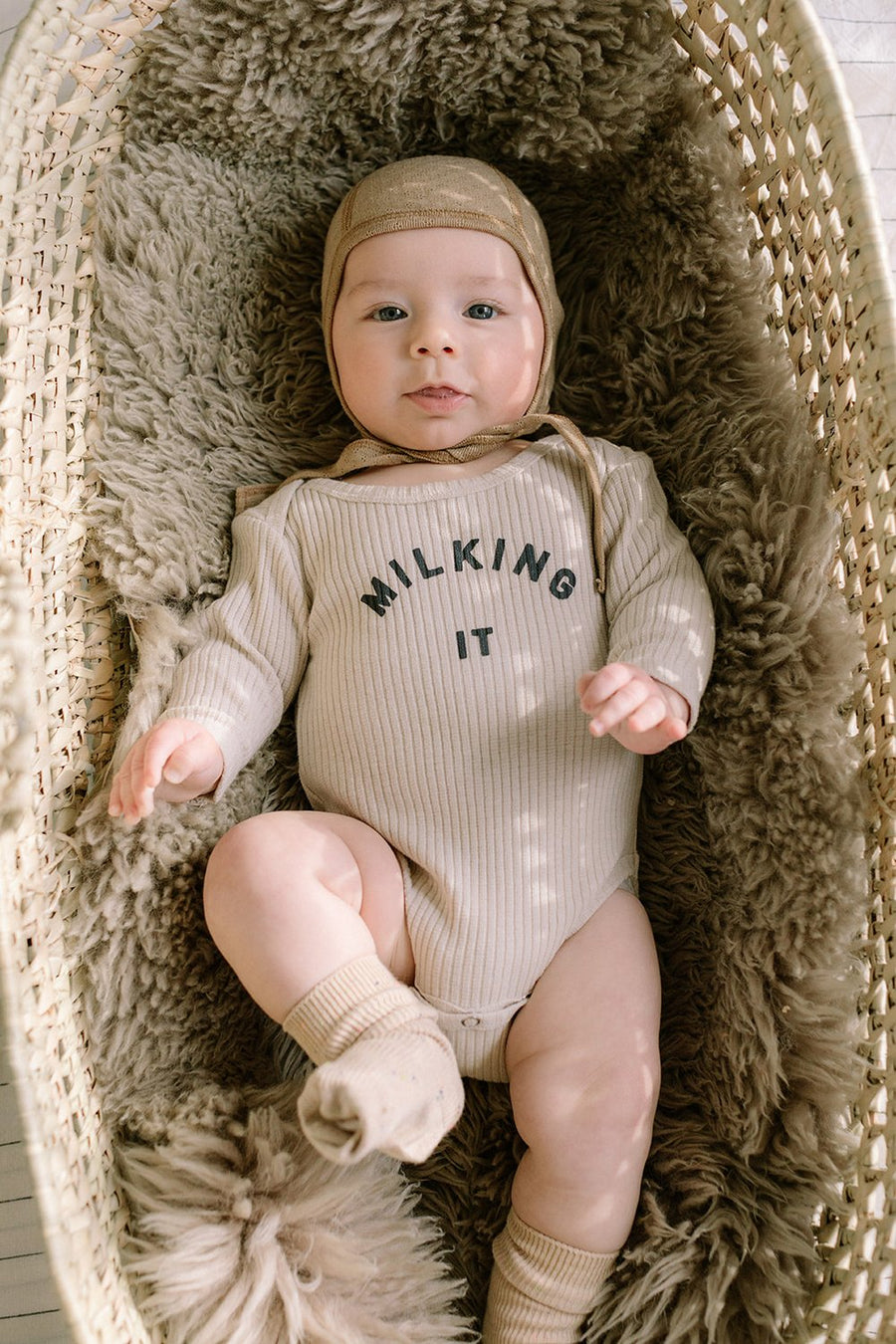 Baby Bodysuit | Milking It - Oat - Moo Like a Monkey