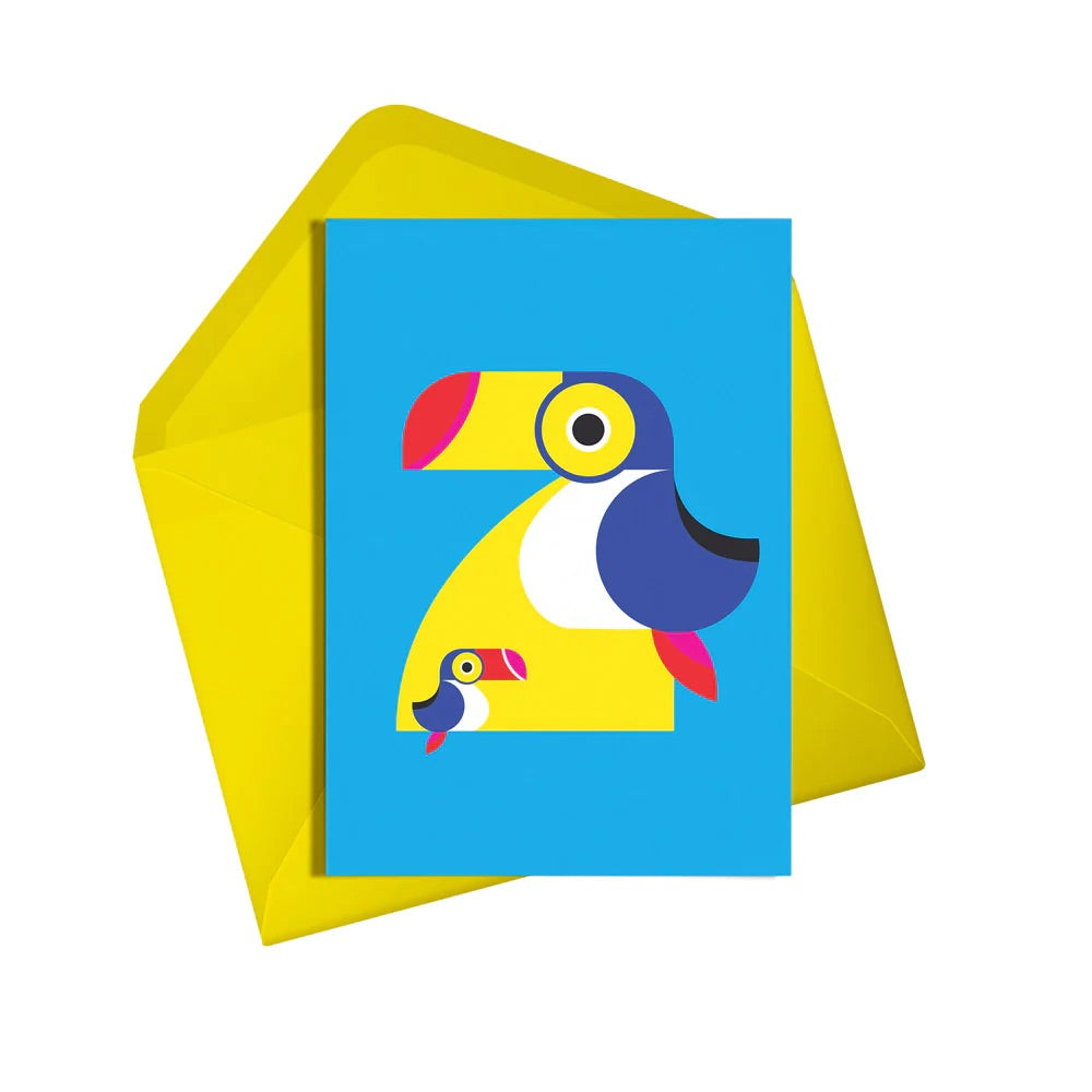Greetings Card | Alphablots - 2 Two Toucans