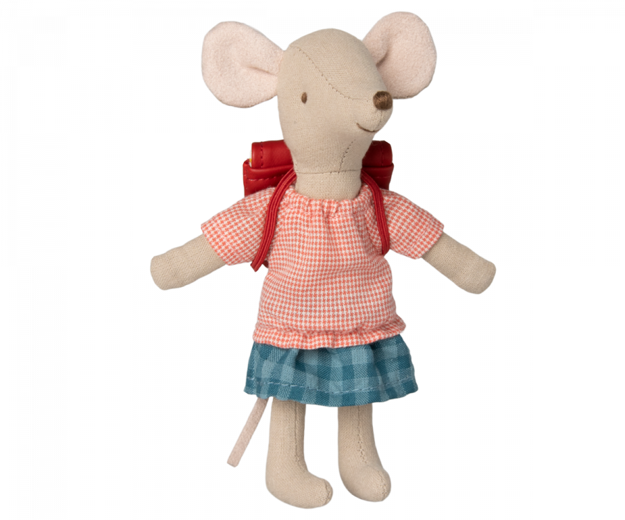 Maileg | Little Mouse in Skirt & Backpack - Red - Moo Like a Monkey