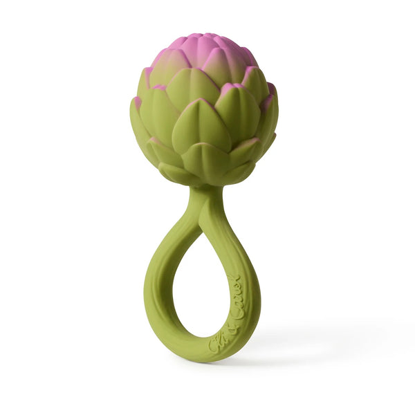 Natural Rubber Rattle and Teether - Artichoke