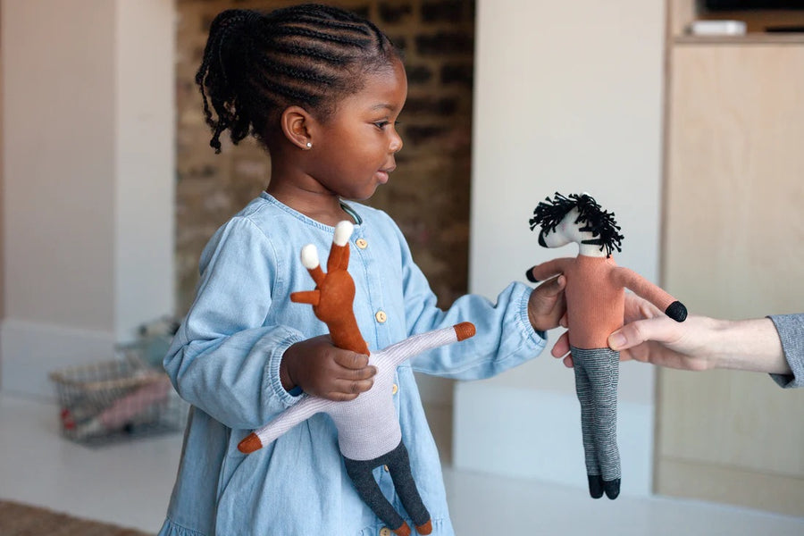 Sophie Home | Knitted Zebra With Peach Jumper - Moo Like a Monkey