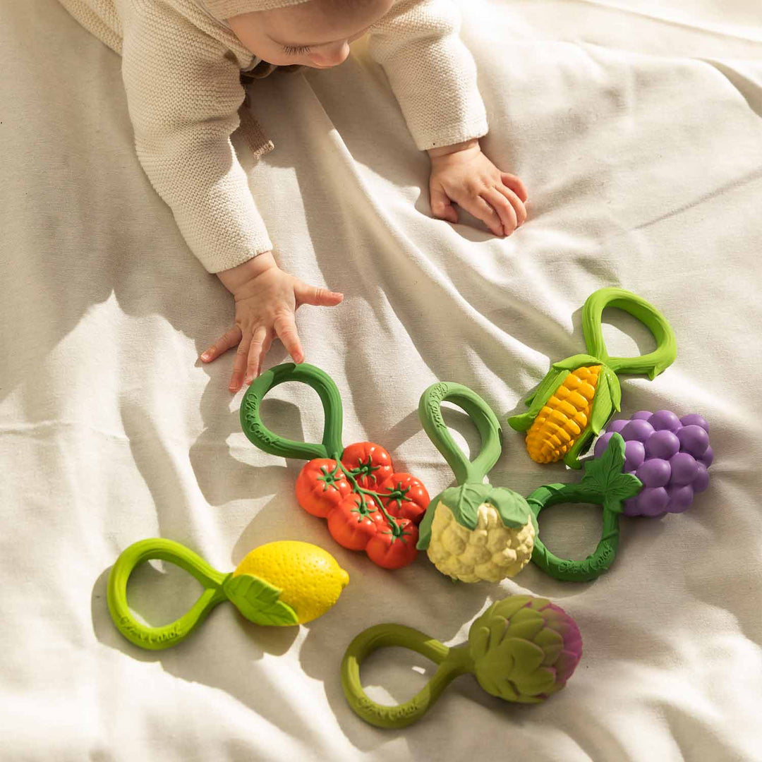 Natural Rubber Rattle and Teether - Artichoke