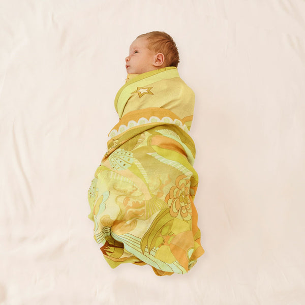 Organic Cotton and Bamboo Swaddle | Beneath The Waves