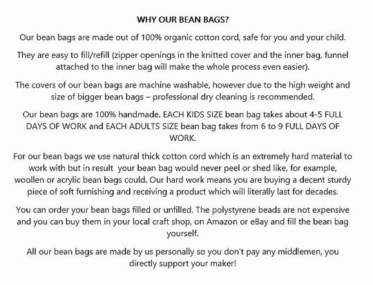 Denim Blue Handmade Knitted Bean Bag