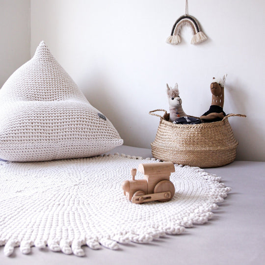 Ivory Handmade Knitted Bean Bag