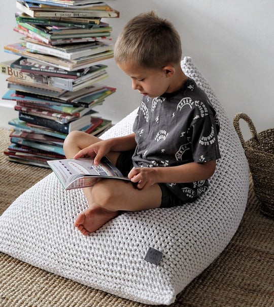 Ivory Handmade Knitted Bean Bag