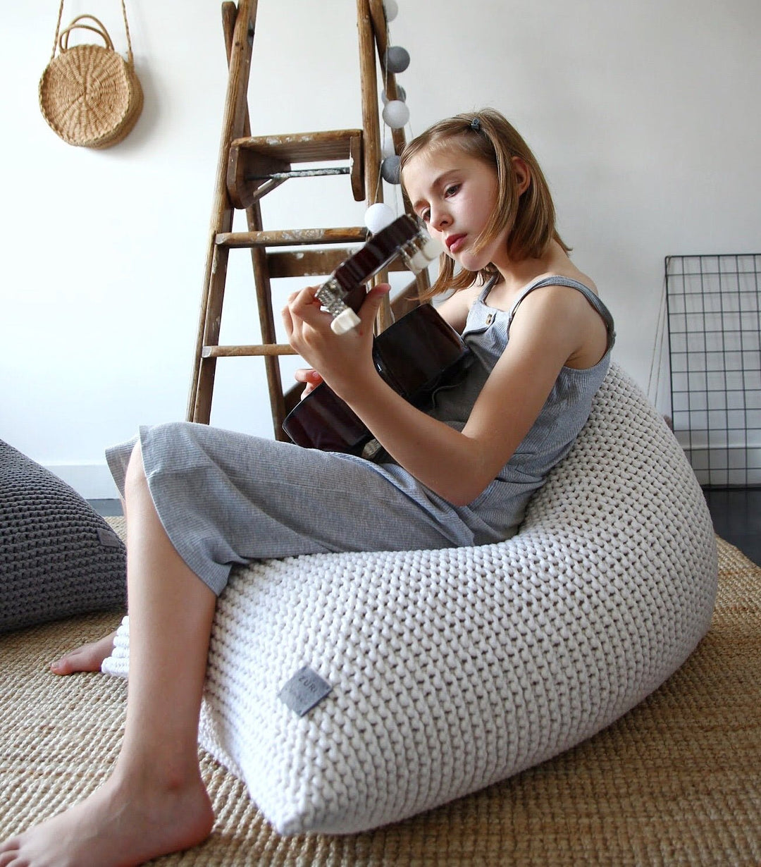 Ivory Handmade Knitted Bean Bag