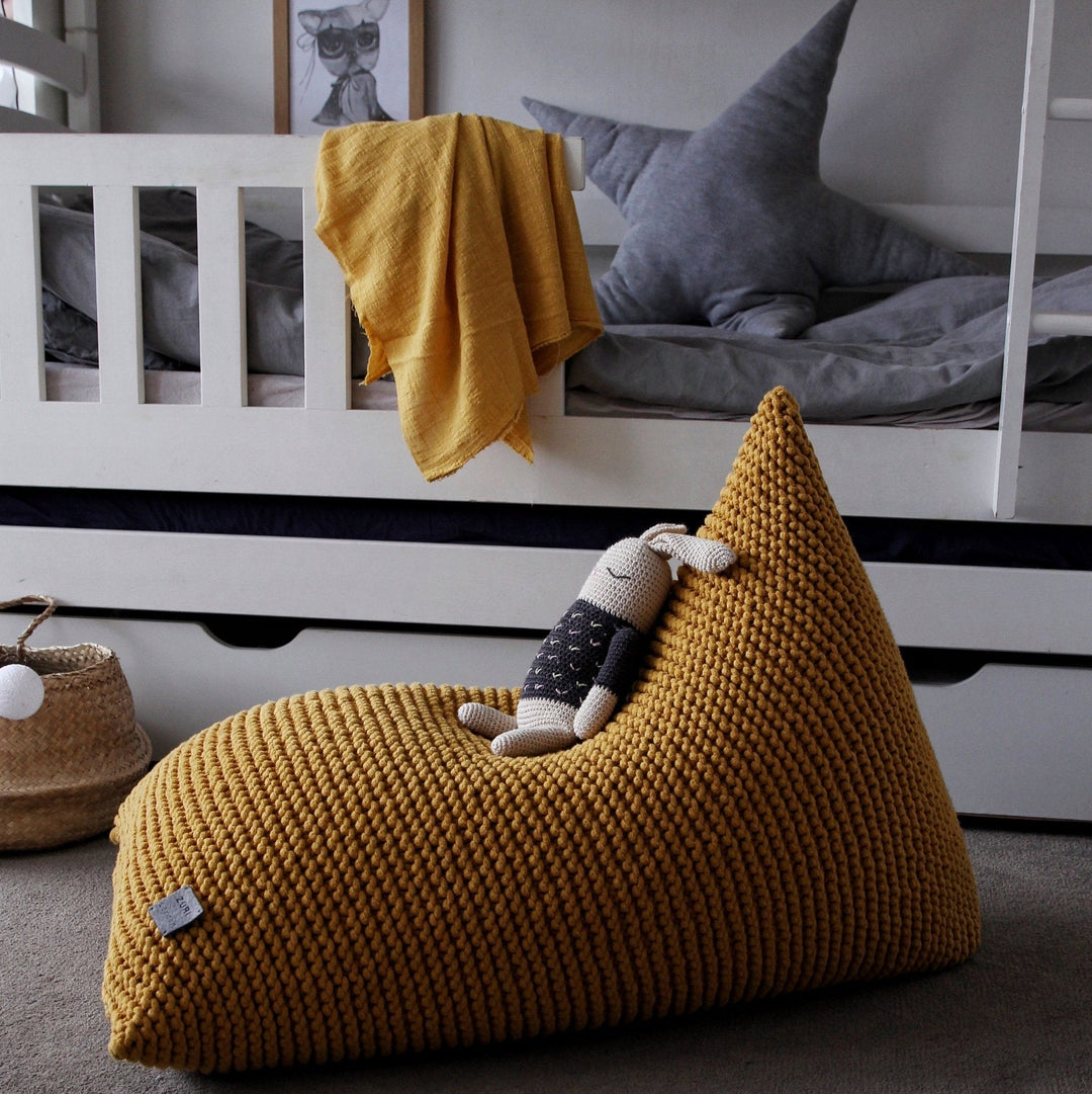 Mustard Handmade Knitted Bean Bag