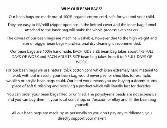 Navy Blue Handmade Knitted Bean Bag
