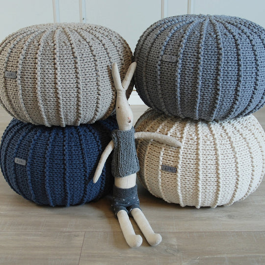 Knitted Pouffe, Small | Dark Grey