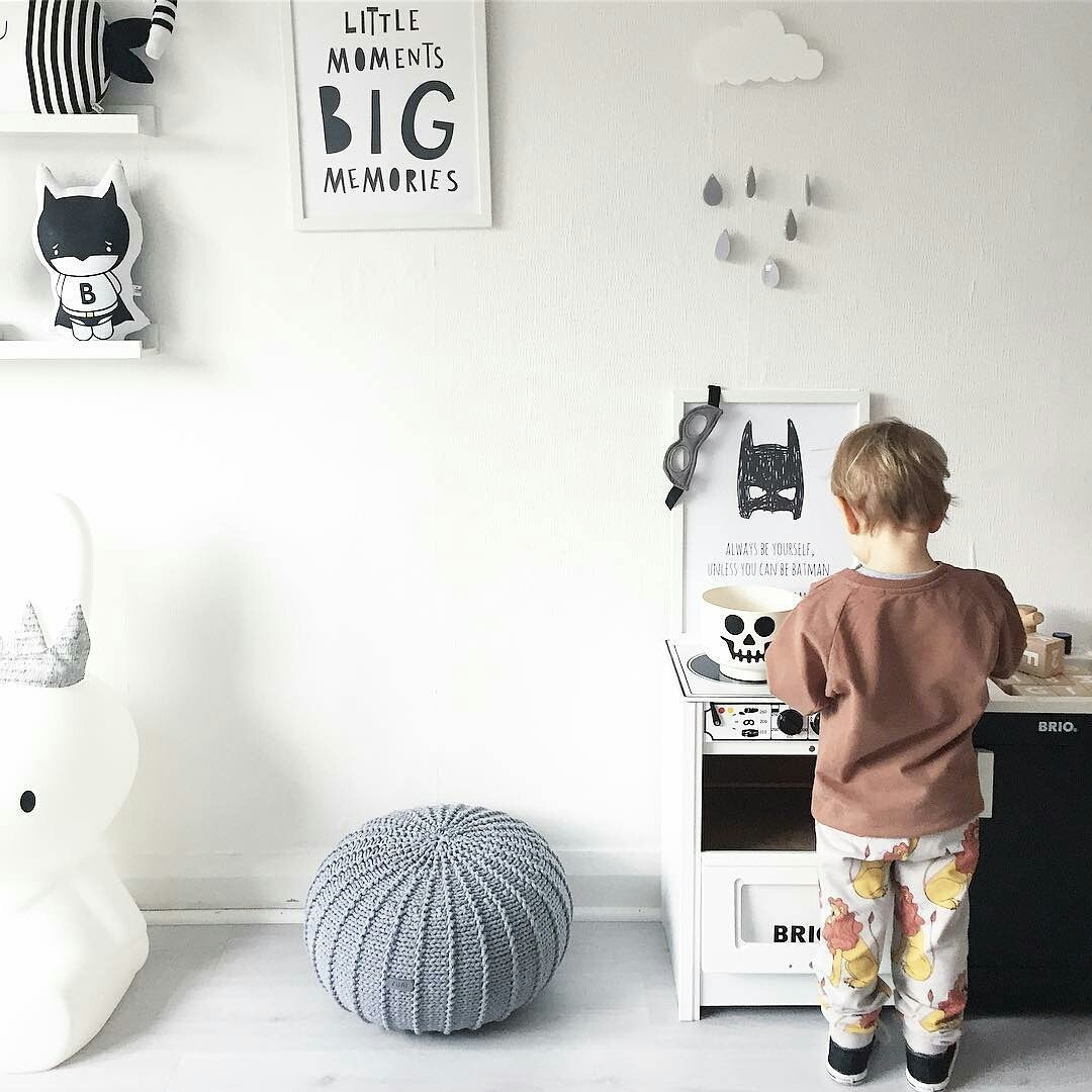 Knitted Pouffe, Small | Dark Grey