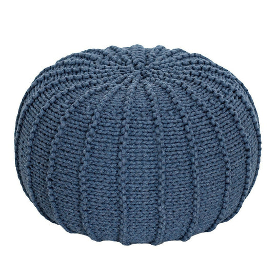 Knitted Pouffe, Small | Denim Blue