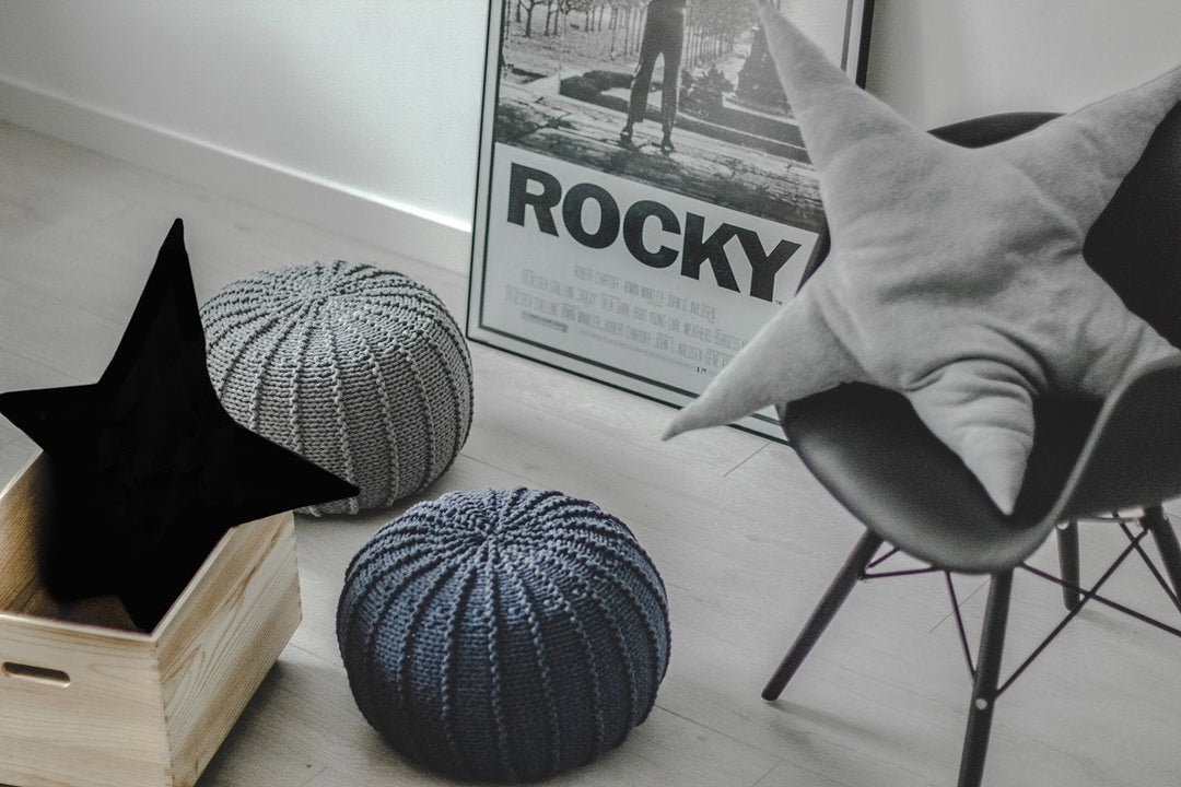 Knitted Pouffe, Small | Denim Blue