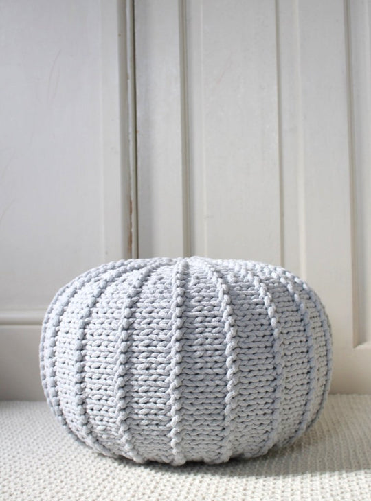 Knitted Pouffe, Small | Light Grey