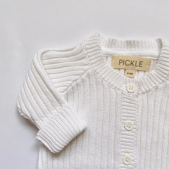 Organic Cotton Ribbed Romper | White