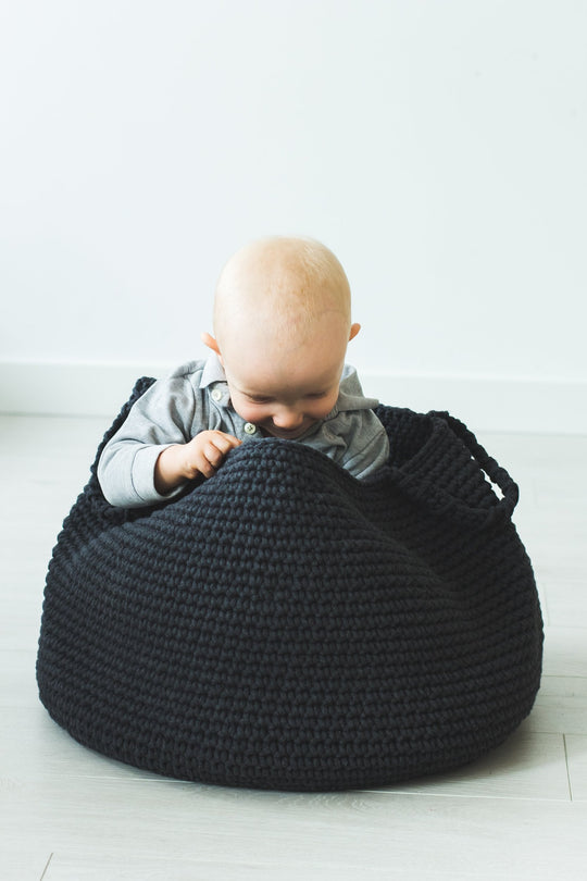 Crochet Basket, Size XL - Charcoal