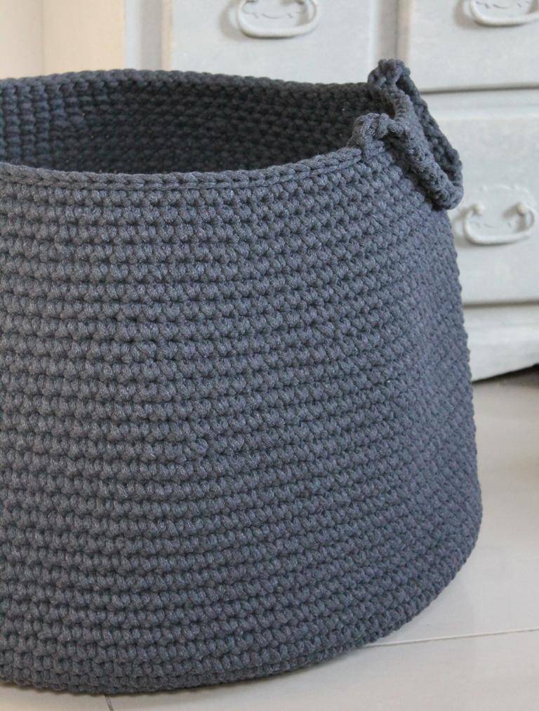 Crochet Basket, Size XL - Charcoal