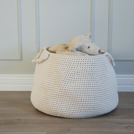 Crochet Basket, Size XL - Ivory