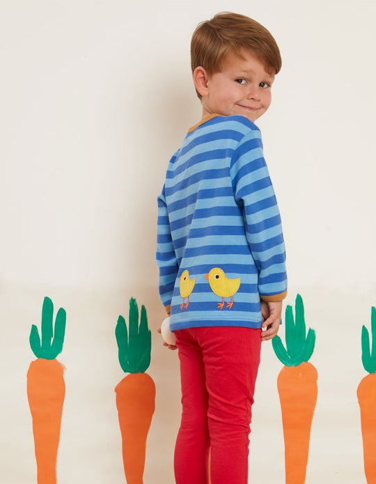 Organic Clucky Chicken Applique Long-Sleeved T-Shirt