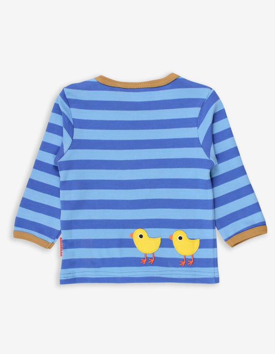 Organic Clucky Chicken Applique Long-Sleeved T-Shirt