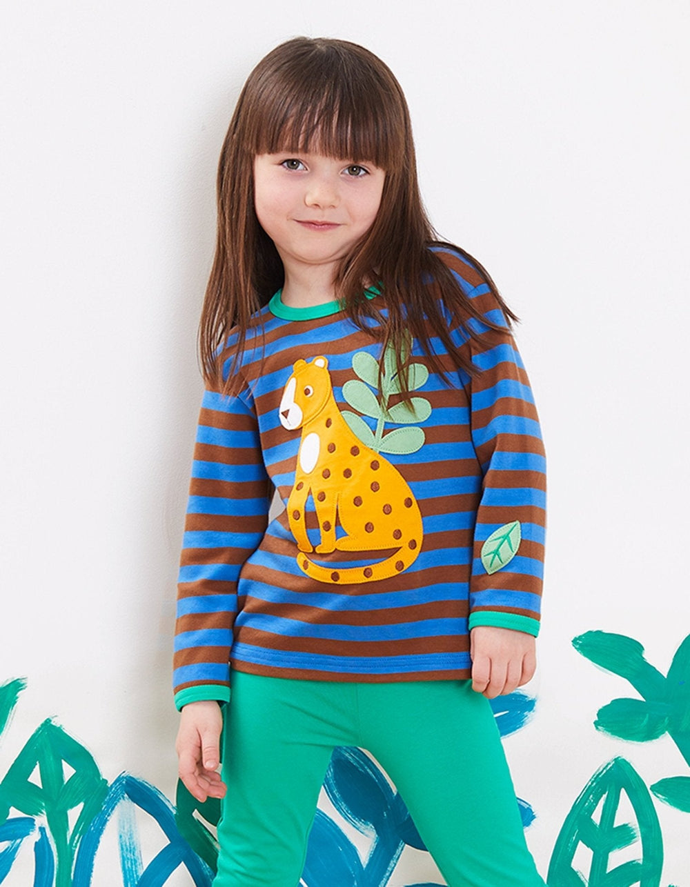 Organic Born Free Leopard Applique Long-Sleeved T-Shirt