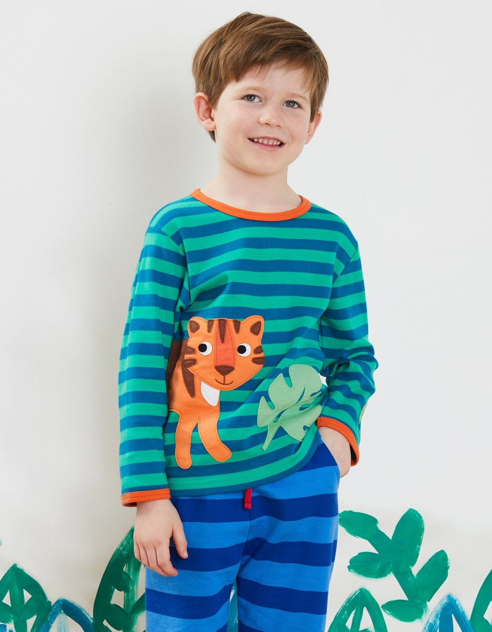 Organic Born Free Tiger Applique Long-Sleeved T-Shirt