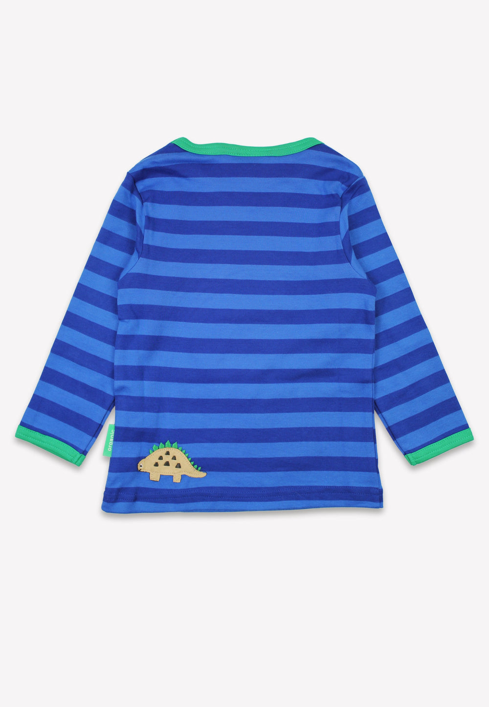 Organic Blue Tonal Dinosaur Applique Long-Sleeved T-Shirt