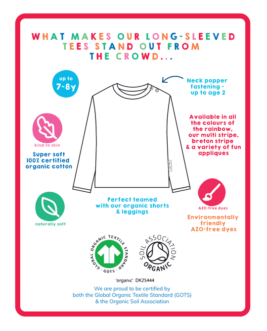 Organic T-Rex Applique Long-Sleeved T-shirt