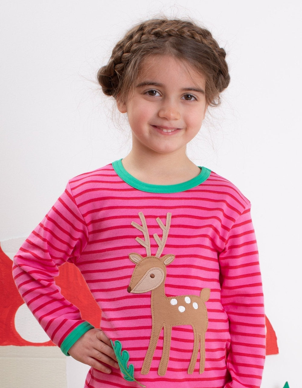 Organic Fawn Applique Long-Sleeved T-Shirt