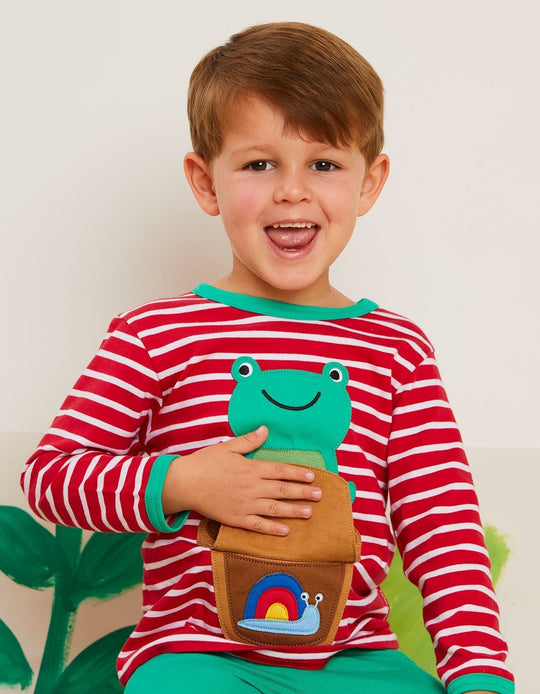 Organic Frog Applique Long-Sleeved T-Shirt